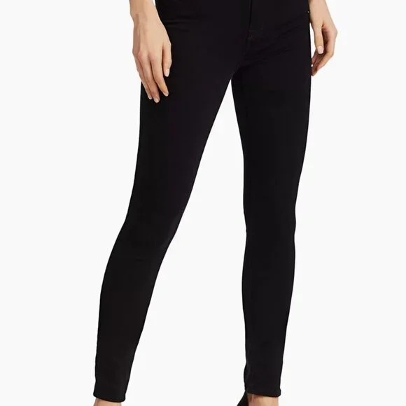 7 For All Mankind 'Slim Illusion Luxe' High Waist Skinny Jeans (Black) Size 31 - Picture 2 of 7